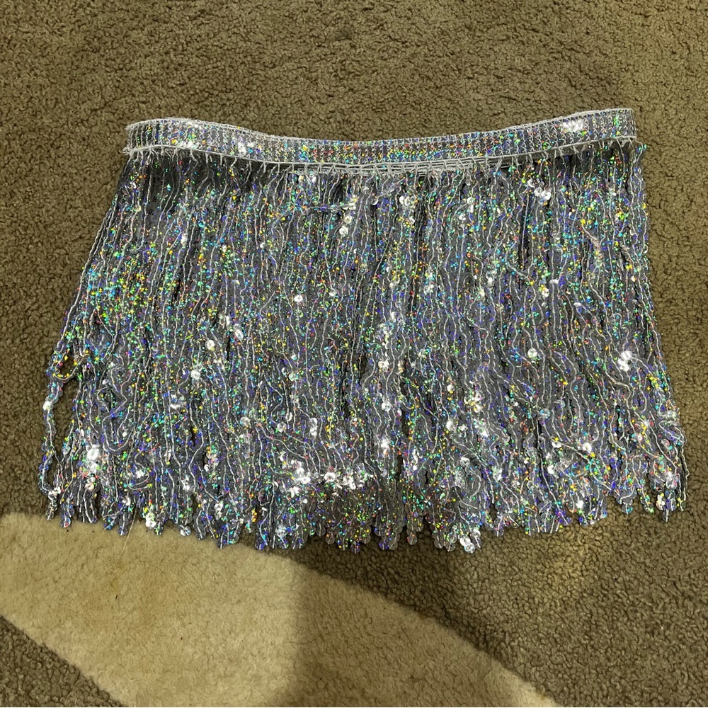 holographic sequin wrap skirt